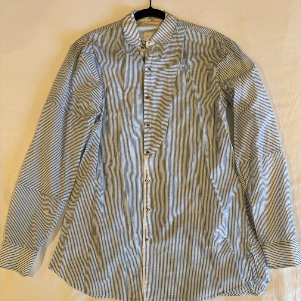 Pero Blue Blue and White Striped Button Down Shirt